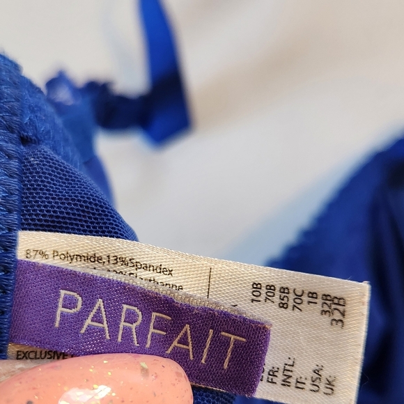 Parfait Lingerie Mia Wireless Lace Bra Bralette Blue 32B Wire Free Lingerie Sexy - Picture 5 of 7